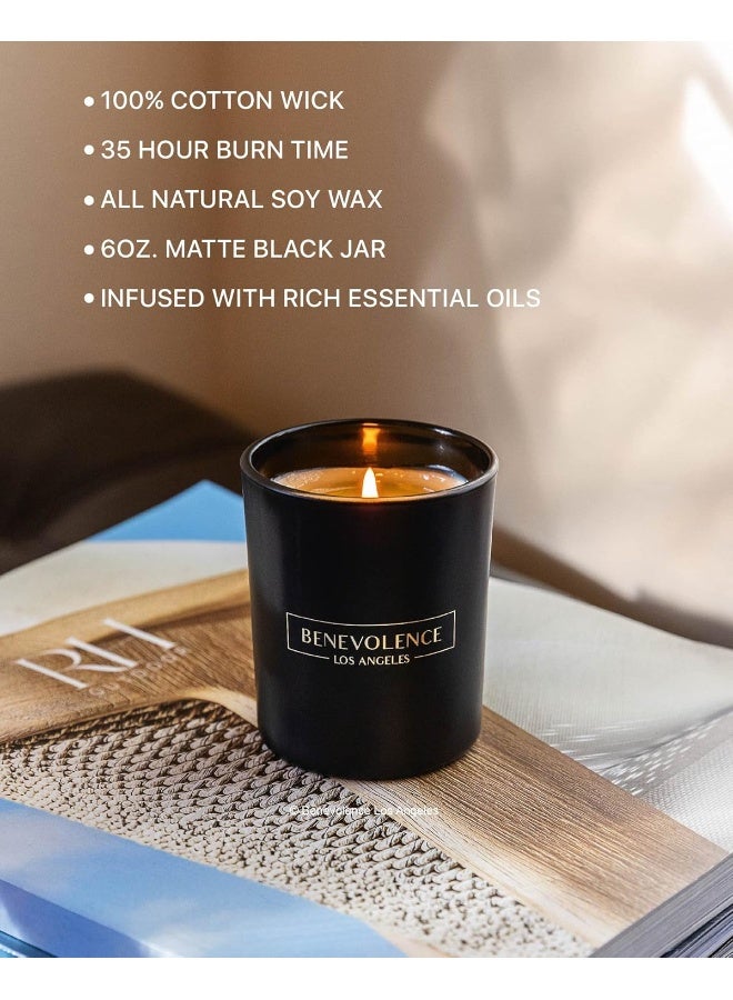 Benevolence LA Rose & Sandalwood Scented Candle | 6 oz Scented Candles for Home Scented | Natural Soy Candles Gifts for Women | 35 Hour Burn Aromatherapy Candle | Summer Candles - Image 3